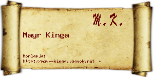 Mayr Kinga névjegykártya